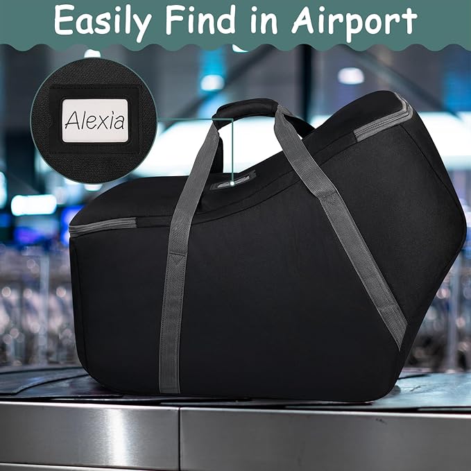 Infant Car Seat Travel Bag Fit Nuna Pipa All Model Car Seat and Base, Fit Doona Baby Stroller, Padded Car Seat Bags for Air Travel, Gate Check Bag with Side Pocket, 5 Protective Feet, Storage Bag-BubblyBeeBaby