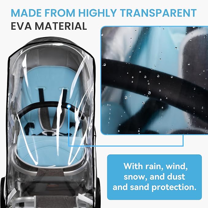 bemece Double Stroller Rain Cover, Weather Shield Double Stroller for Front and Rear Seats Twin Stroller, Baby Outdoor Activities Accessories, Protects Children from Rain, Snow, Wind-BubblyBeeBaby