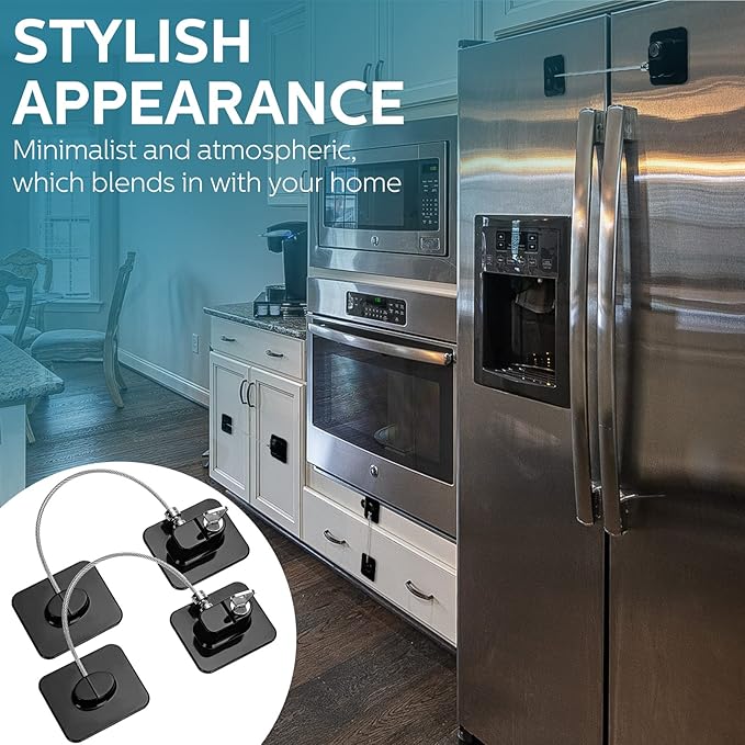 12 Pack Refrigerator Lock with 12 Keys Fridge Locks Combination Adhesive Child Safety Cabinet Freezer Door Lock Adult File Drawer Kitchen Appliance Furniture Closet(Black)-BubblyBeeBaby