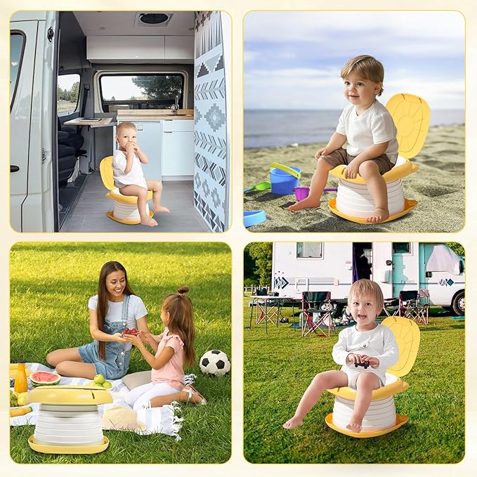 2025 Upgraded Portable Potty Training, Travel Potty for Toddler, portable toilet for kids Foldable, Apply to Seat Emergency Toilet for Camping, Outdoor,Car, Indoor (Yellow)-BubblyBeeBaby