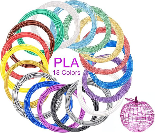 18 Colors 3D Pen Filament Refills Compatible with SCRIB3D MYNT3D PIKA3D 3D Pen for Kids Per Color 10Feet 1.75mm PLA 3D Printing Pen Filament Refills, NOT FIT 3Doodler Start Pen-BubblyBeeBaby