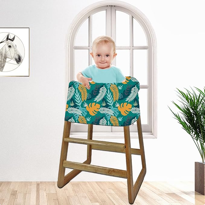 Carseat Cover Boy and Girls - Multi-use Nursing Car Seat Canopy Cover for Breastfeeding, Infant Stroller Cover, High Chair Cover (Green Leaves)-BubblyBeeBaby