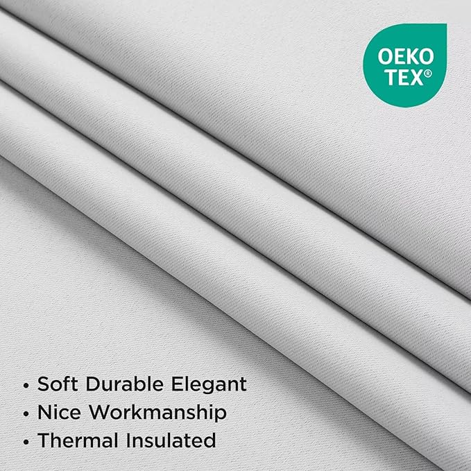 Joydeco 72 Inch 60% Blackout White Curtains 2 Panels,Elegant Soft Sheer Curtains for Bedroom,Thermal Insulated Black Out Drapes for Living Room,Rod Pocket Back Tab Drapes(W37 x L72 Inch,Greyish White)-BubblyBeeBaby