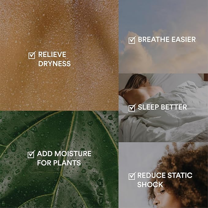 Homedics Natura Ultrasonic Warm & Cool Mist Humidifier, 1.3-Gal for Large Rooms, 60-Hr Runtime, Plant Holder, Programmable Humidity, Auto Shutoff, Nightlight Small Plant Compatible(Plant Not Included)-BubblyBeeBaby