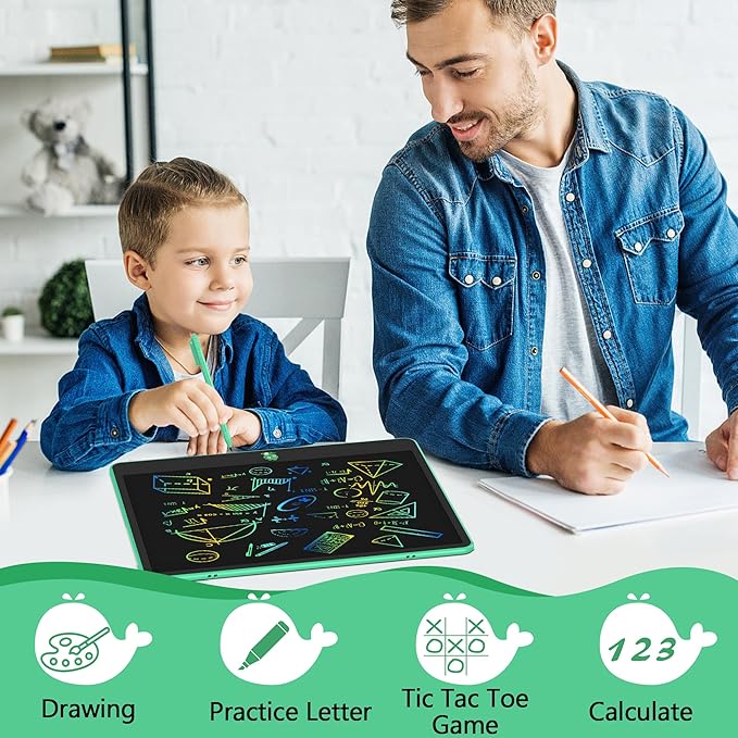 Hockvill LCD Writing Tablet for Kids, Toys for Girls Boys Drawing Pad for 3 4 5 6 7 Year Old Kid, Toddler Doodle Board Christmas Birthday for Children (16 INCH, Green)-BubblyBeeBaby