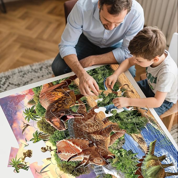 Jumbo Floor Puzzle for Kids,48 Piece Dinosaur Large Jigsaw Puzzles for Toddlers Ages 3-5,Children Learning Preschool Educational Dinosaur Toys,Christmas Birthday Gifts for Boys Girls Ages 4-8-BubblyBeeBaby