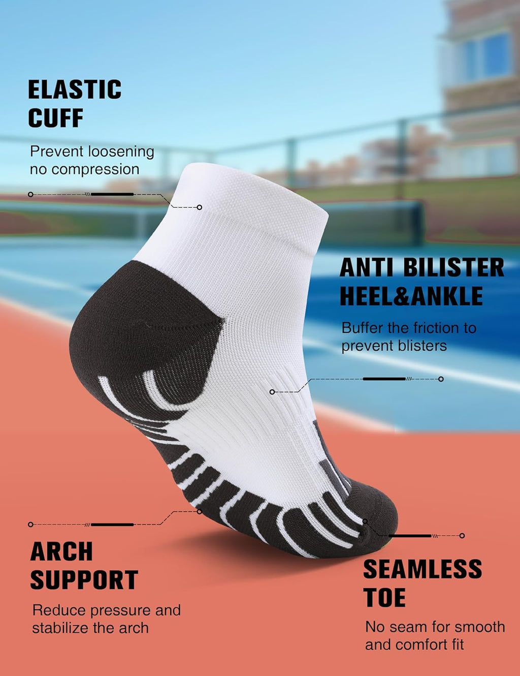 Compression Sport Running Socks: Athletic Socks for Men Women with Cushion,3 Pairs Work Hiking Basketball Ankle Socks