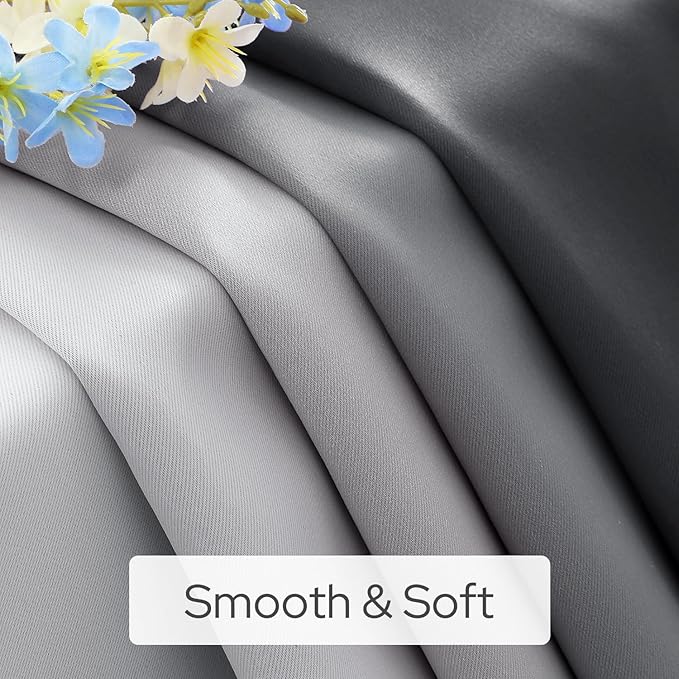 HOMEIDEAS Gray Grey Ombre Blackout Curtains, 52 X 96 Inch Length Gradient Color Room Darkening Curtains with Grommet Thermal Insulated Window Drapes for Living Room, Bedroom, 2 Panels-BubblyBeeBaby