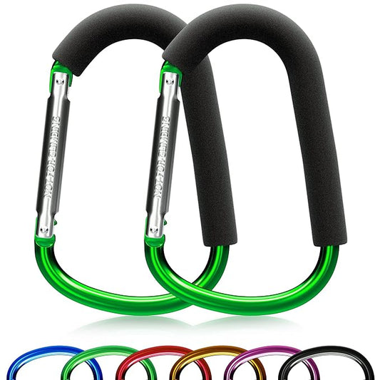 sprookber 6.7 Inch Large Stroller Hooks for Diaper Bags & Purses, Heavy Duty Mommy Hooks for Shopping, Grocery, Backpack – Baby Stroller Accessories, Set of 2 (Green)-BubblyBeeBaby