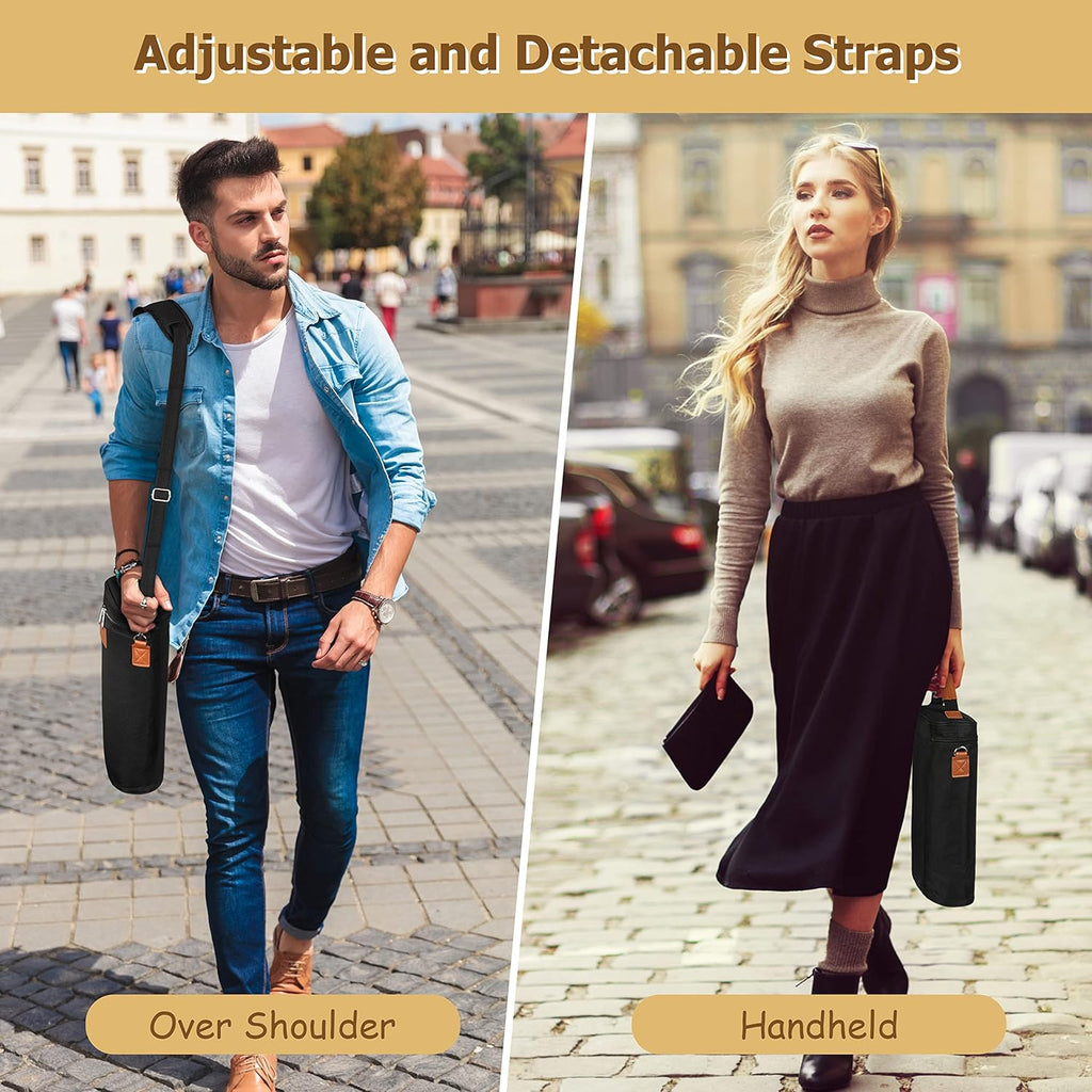 Tirrinia 2 Bottle Leakproof Insulated Wine Tote Carrier Bag - Padded Cooler for Travel, Restaurants, Tasting, Parties, Great Gift for Wine Lovers