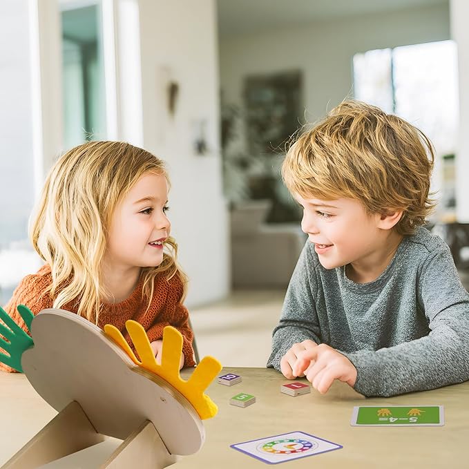 Montessori Learning Toys for Toddlers 3 4 5 years, Finger Counting Number Blocks and Clock Wooden Toys for Kids, Educational Math manipulatives Toys, Preschool Wood Homeschool Educational Math Toy.-BubblyBeeBaby