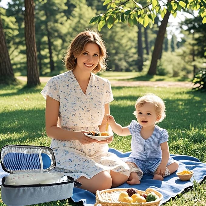 Insulated Breastmilk Cooler Bag with 2 Ice Packs - Breastmilk Cooler Organizer Bag for Daycare, Breastfeeding Mom Travel Outdoor-BubblyBeeBaby