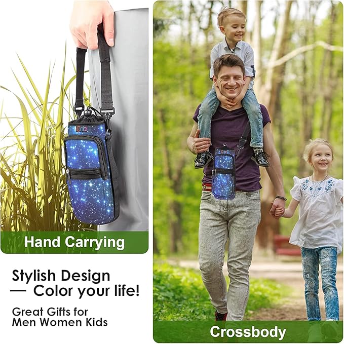 icolor Water Bottle Carrier Bag with Strap 25/32/40 oz Crossbody Bottle Holder with Phone Pocket Sling Sleeve Insulated Neoprene Water Bottle Pouch for Walking Travelling-BubblyBeeBaby