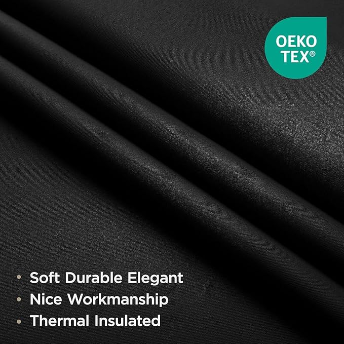 Joydeco Blackout Curtains for Bedroom, Black Out Curtains 108 Inch Long, Room Darkening Noise Reducing Wrinkle-Free Drapes, Black Curtains with Rod Pocket Back Tab 2 Panels (W52 x L108 Inch)-BubblyBeeBaby