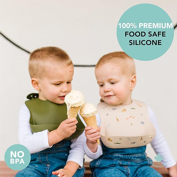 Loulou Lollipop Soft, Waterproof Silicone Feeding Bib-BubblyBeeBaby