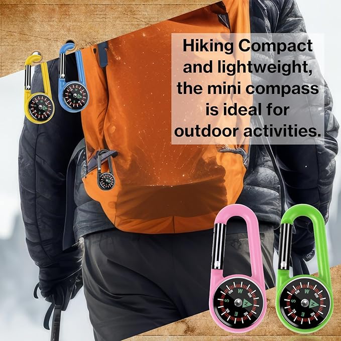 12 Pcs Mini Compass Keychain for Kids Bulk, Small Pocket Magnetic Compass Survival Hiking for Outdoor Survival Camping Party Backpacking Accessory-BubblyBeeBaby