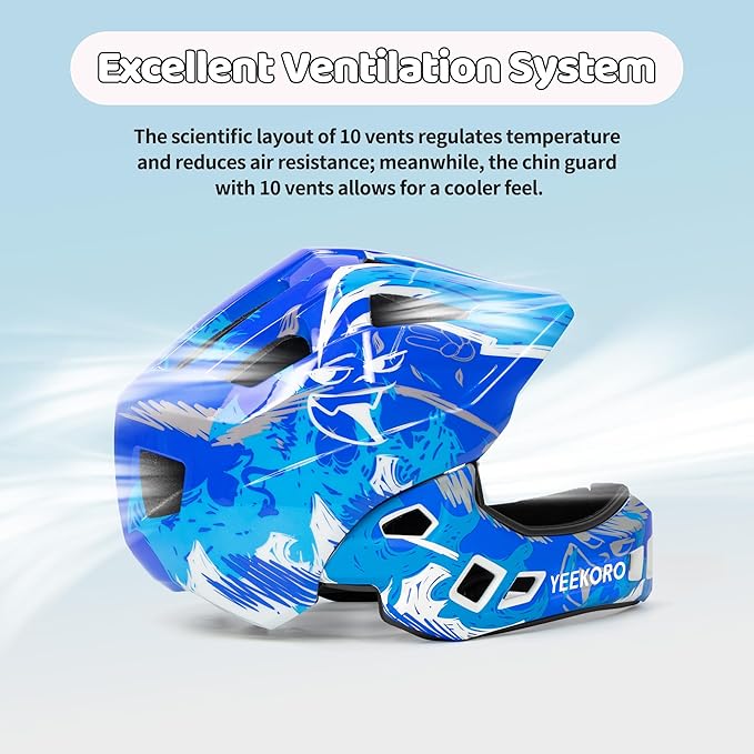 Kids Bike Helmet with Chin Guard, Adjustable Detachable Children’s Full Face Helmet for Girls and Boys, Cycling Helmets Skateboard, Scooter-BubblyBeeBaby