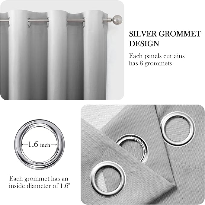HOMEIDEAS Black Ombre Blackout Curtains 52 X 63 Inch Length Gradient Room Darkening Thermal Insulated Energy Saving Grommet 2 Panels Window Drapes for Living Room, Bedroom-BubblyBeeBaby