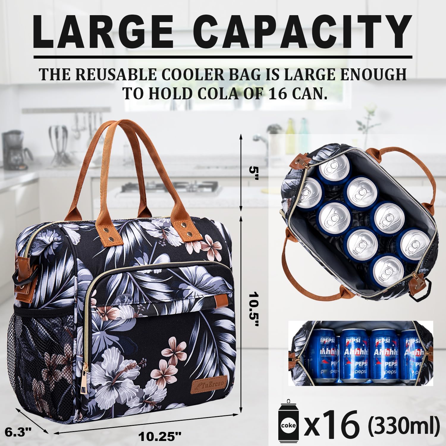 Hibiscus Lunch Box for Women Adult Insulated Lunch Bag Ladies Lunch Tote Bag for Work Loncheras para Mujer de Trabajo