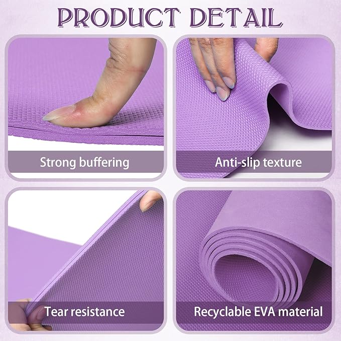 10 Pack Yoga Mats Bulk, 68'' x 24'' x 4mm Thick Yoga Mats for Kids and Adult Gym Mats Bundle Latex Free Exercise Mats with Non Slip Texture for Outdoor Yoga, Pilates or Workout-BubblyBeeBaby