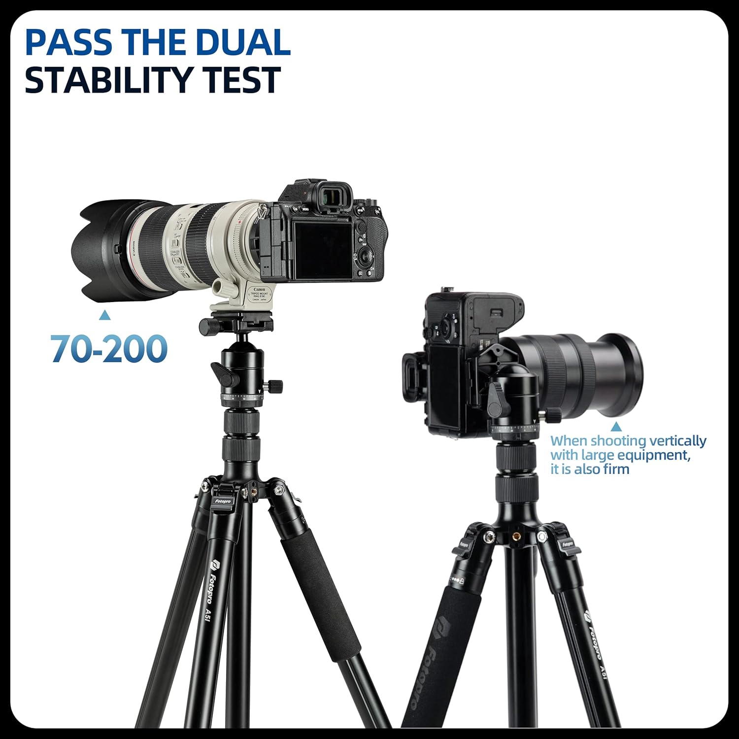 Fotopro 73" Camera Tripod, Aluminum Compact Travel Tripod and Monopod with 360° Ball Head Quick Release Plate, Professional Camera Tripod for DSLR, A4I A5I (Blue, 73 Inch)