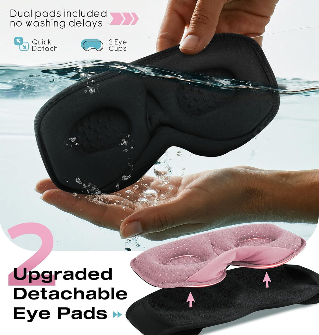 MUSICOZY Sleep Headphones with Bluetooth 5.4 Sleep Mask, Removable 3D Eye Cups for Zero Pressure Comfort, Wireless Bluetooth Eye Mask for Sleeping with Timer, Gifts for Men Women