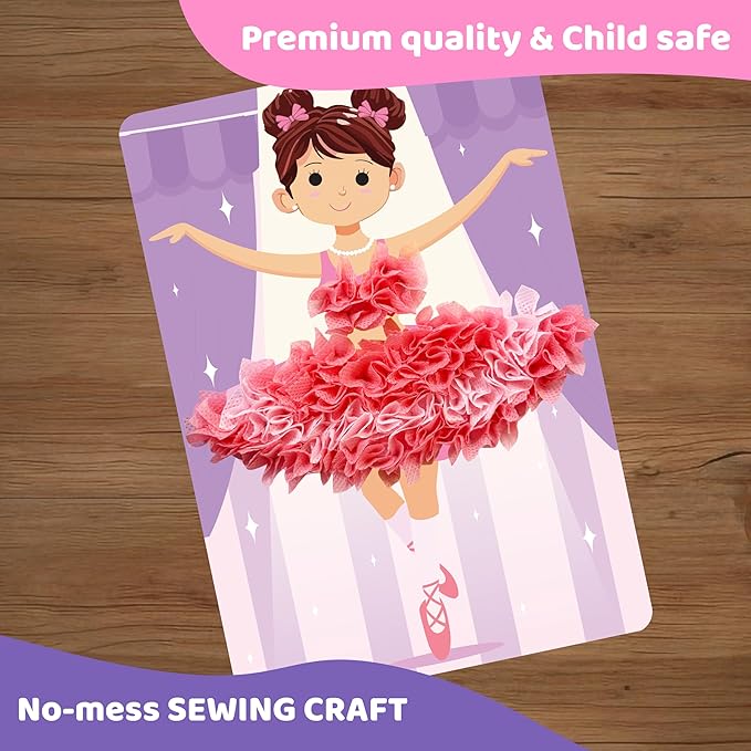 jackinthebox Poke Poke Art for Kids - Fashion Theme, Mess-Free Fabric Art and Craft, Flower Pressing Kits, Gift for Kids, Girl Gifts, Toys for Girls Ages 4 5 6 7 8-BubblyBeeBaby