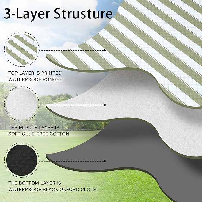 HX&OD Outdoor Picnic Blanket Extra Large, 80”x60” Waterproof Picnic Mat Foldable Camping Blanket Portable with Carry Strap for Beach Mat (Green)-BubblyBeeBaby