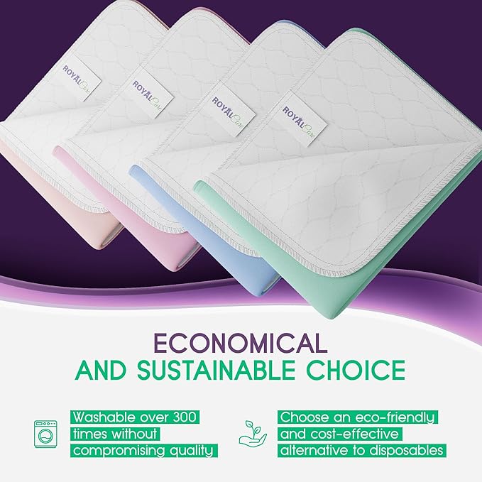 Incontinence Bed Pads - Reusable Waterproof Underpad Chair, Sofa and Mattress Protectors - Highly Absorbent, Machine Washable - for Children, Pets and Seniors (30x36 (Pack of 4), Multi-Color)-BubblyBeeBaby