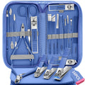 Manicure Set 16Pcs Nail Clippers Set Manicure Kit Professional Stainless Steel Pedicure Kit Nail Care Kit for Women Men with Luxurious Travel Bag, Suitable for Home, Travel, and Salon (Blue)