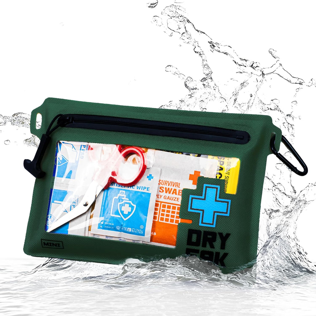 EVERLIT Ultralight Waterproof First Aid Kit, Boat First Aid Kit, Marine Medical Kit for Boating, Kayak, Backpacking, Hiking, Camping, Emergency Kit (Green)
