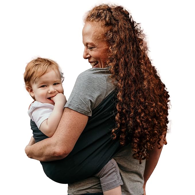 Hip Baby Wrap Ring Sling Baby Carrier for Infants and Toddlers - Beautiful, 100% Soft Cotton Baby Wraps Carrier for Babies 8-35 lbs - Perfect Baby Shower Gifts Moms and Dads - Nursing Cover (Stone)-BubblyBeeBaby