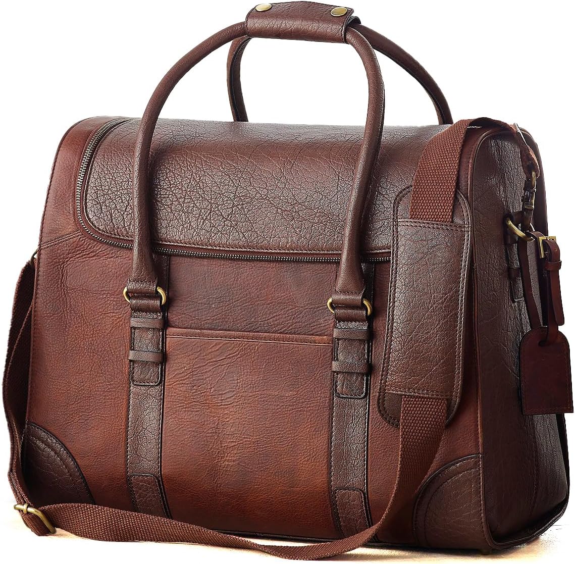 Wine Enthusiast 6-Bottle Leather Wine Tote Bag | Handcrafted Leather Wine Carrier with Dividers | Secure Buckle & Zipper Closure | Portable Wine Cooler Bag for Picnics, Travel & Parties | Wine Gifts