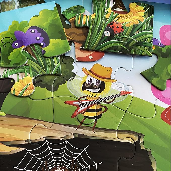 Jumbo Floor Puzzle for Kids, Large Jigsaw Puzzles 35 Piece for Kids Ages 3-5,Preschool Learning & Education Toys, Gifts for 4-8 Year Old Boys and Girls (Insect)-BubblyBeeBaby