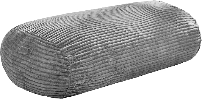 Hobestluk 6FT Bean Bag Chairs Adult Bean Bag with Portable Handle Comfy Large Bean Bag Lounge Chair with Removable Cover for Living Room Bedroom (Stripe Grey, 6FT)-BubblyBeeBaby