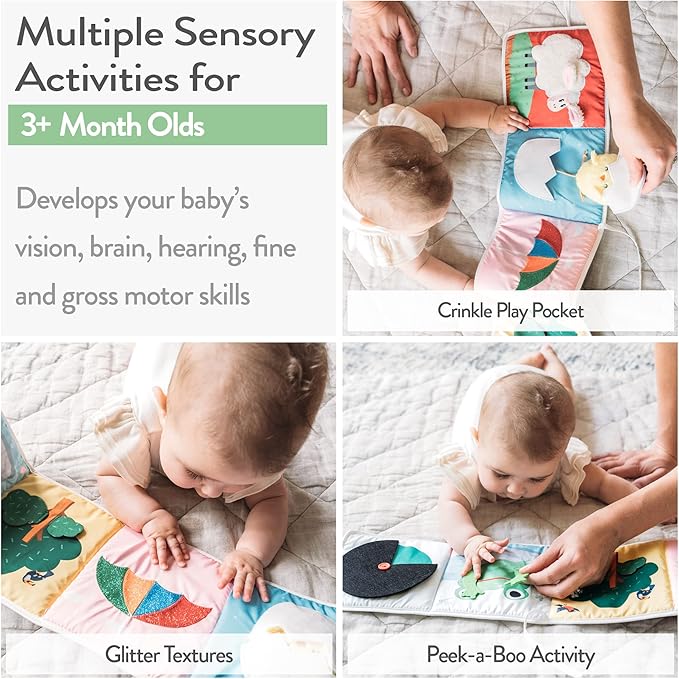 Infant Toys 0-6 Months Baby Mirror Tummy Time Toys Sensory Books for Babies Touch and Feel Crinkle Books for Babies-BubblyBeeBaby