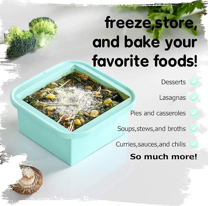 2-Cup Silicone Freezer Trays with Lids – Perfect for Meal Prep, Portion Control, and Easy Freezing-Meal Prep Container Molds for Soup,Leftovers (Multicolors, 4 Pack)-BubblyBeeBaby