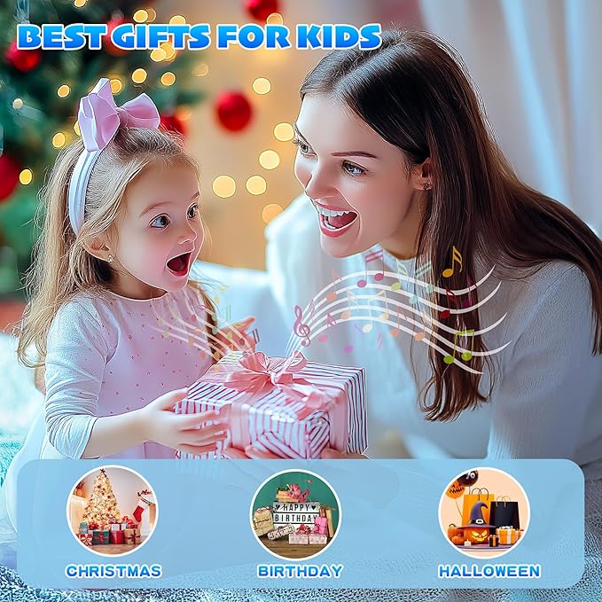 Karaoke Machine for Kids & Adults, Portable Bluetooth Mini Karaoke Speaker with 2 Wireless Microphone and Lights, Birthday Gifts for Girls & Boys, Toys for Girls, Family Home Party (Sky Blue)-BubblyBeeBaby
