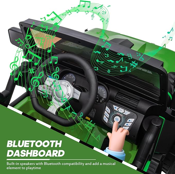 24V 9Ah Ride on Toy for Big Kids, 4x4 2 Seater Ride on Car Truck w/Remote Control, 4x200W Motors - Green-BubblyBeeBaby