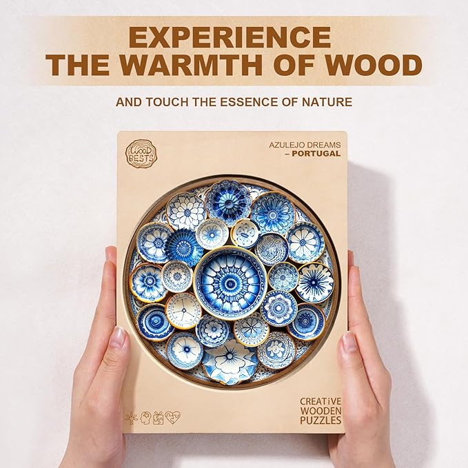 Jigfoxy Wooden Puzzles for Adults, Azulejo Dreams – Port Wood Puzzles Adult, Unique Animal Shape Wooden Jigsaw Puzzles for Adults, Birthday Gifts for Puzzle Lovers, Friend (S-8.5 * 8.4in-100pcs)-BubblyBeeBaby