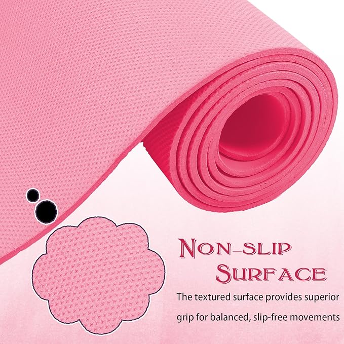 10 Pack Yoga Mats Bulk, 68'' x 24'' x 4mm Thick Yoga Mats for Kids and Adult Gym Mats Bundle Latex Free Exercise Mats with Non Slip Texture for Outdoor Yoga, Pilates or Workout-BubblyBeeBaby