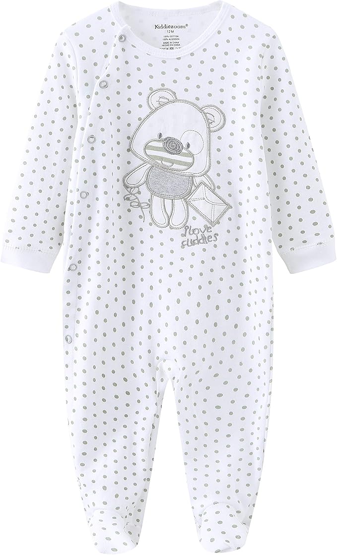Kiddiezoom Baby and Toddler Boys'Snug Fit Footed One-Piece Romper Jumpsuit Cotton Cotton Footed Outfit-BubblyBeeBaby