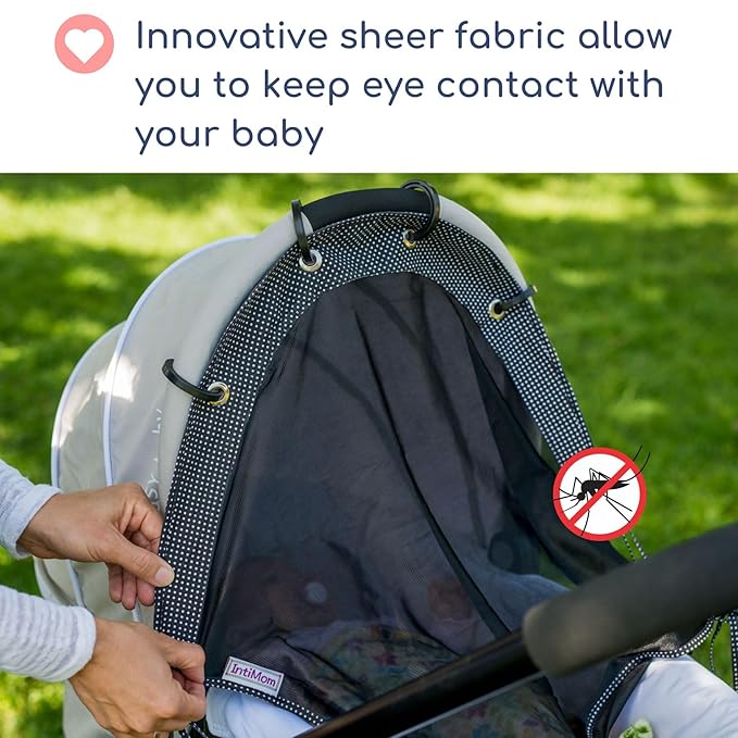 Stroller Sun Shade - Universal UV Protection Cover for Strollers Sunshade with See Through, Clip-On Sun Blocker, Sun Shield for Baby, Breathable Adjustable Fit, Full Coverage, Medium-BubblyBeeBaby