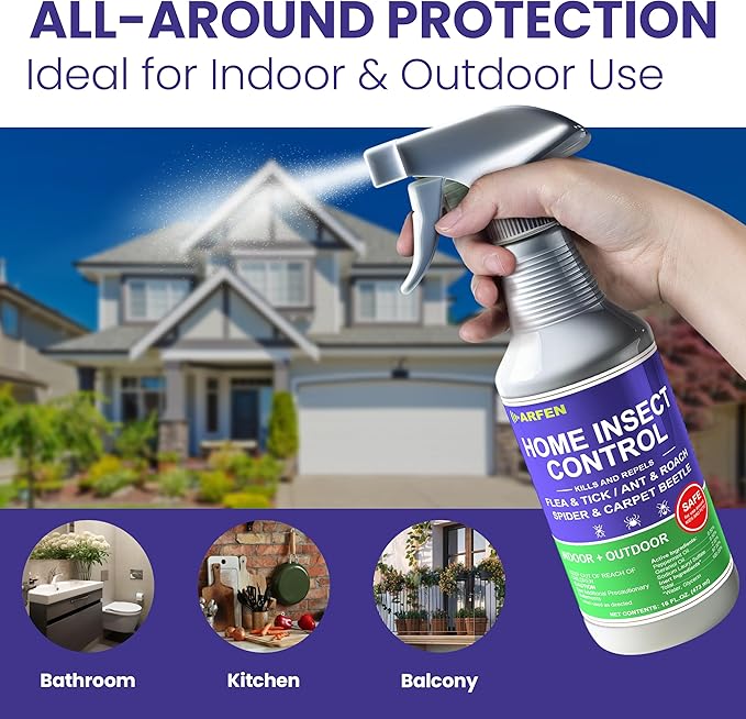 Home Insect Pest Control Spray 16oz – Kills & Repels Fleas, Ticks, Ants, Roaches, Spiders, Bed Bug and More on Contact with Peppermint Oil; Natural Safe and Effective Indoor & Outdoor Solution-BubblyBeeBaby