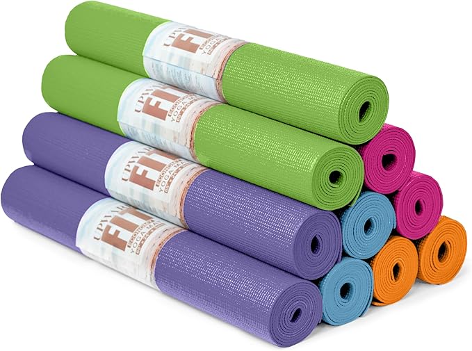 10 Pack Economy Yoga Mat, 68" x 24" Non Slip Exercise Mat, 3mm Thick Gym Mat, Bulk Non Toxic Yoga Mats for Home Workout and Studios-BubblyBeeBaby