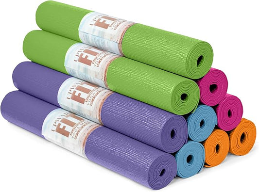 10 Pack Economy Yoga Mat, 68" x 24" Non Slip Exercise Mat, 3mm Thick Gym Mat, Bulk Non Toxic Yoga Mats for Home Workout and Studios-BubblyBeeBaby