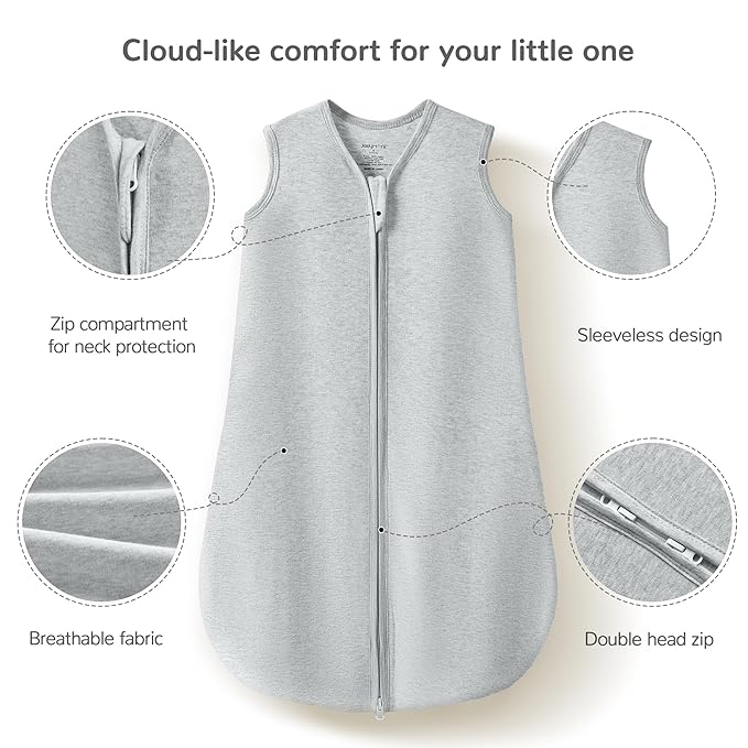 JELLYMONI Baby Sleep Sack 18-24 Months 100% Cotton Wearable Blanket, 0.5 TOG Soft Lightweight Toddler Sleeping Sack 3 Pack 2-Way Zipper Newborn Sleep Sacks-BubblyBeeBaby