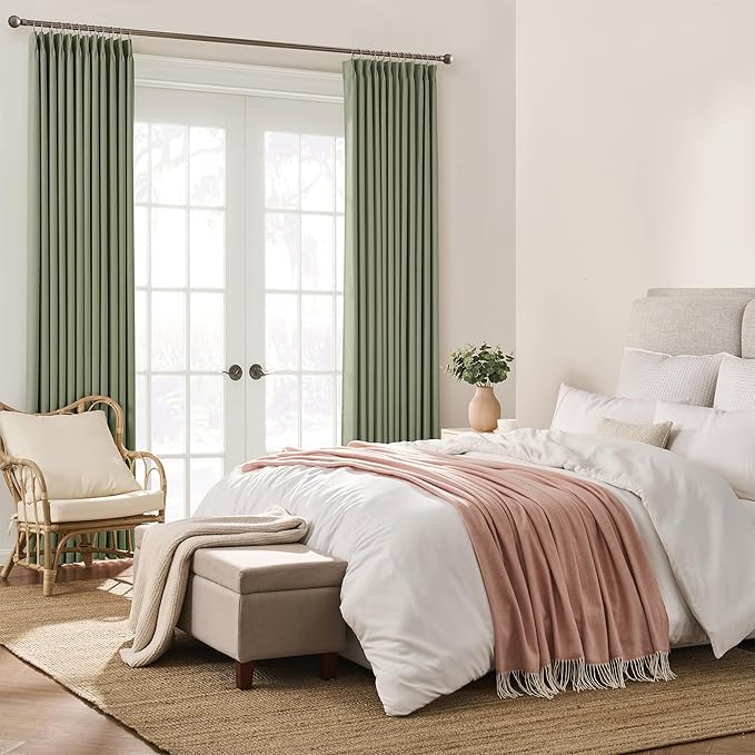 KEQIAOSUOCAI 90 Inch Light Sage Green Blakcout Curtains with Pinch Pleat,Room Darkening Energy Saving Insulated Soundproof Window Treatments for Bedroom/Closet(2 Panels, 40 x 90 Inch, Sage)-BubblyBeeBaby