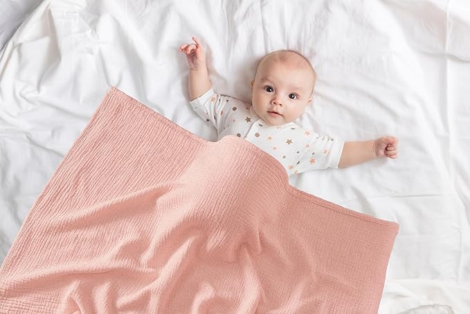 2-Pack Nursing Covers for Breastfeeding, 100% Organic Cotton Muslin Breastfeeding Cover, Multi-Use Nursing Scarf, Car Seat Canopy, Stroller Cover, Soft Breathable Baby Blanket Pink-BubblyBeeBaby