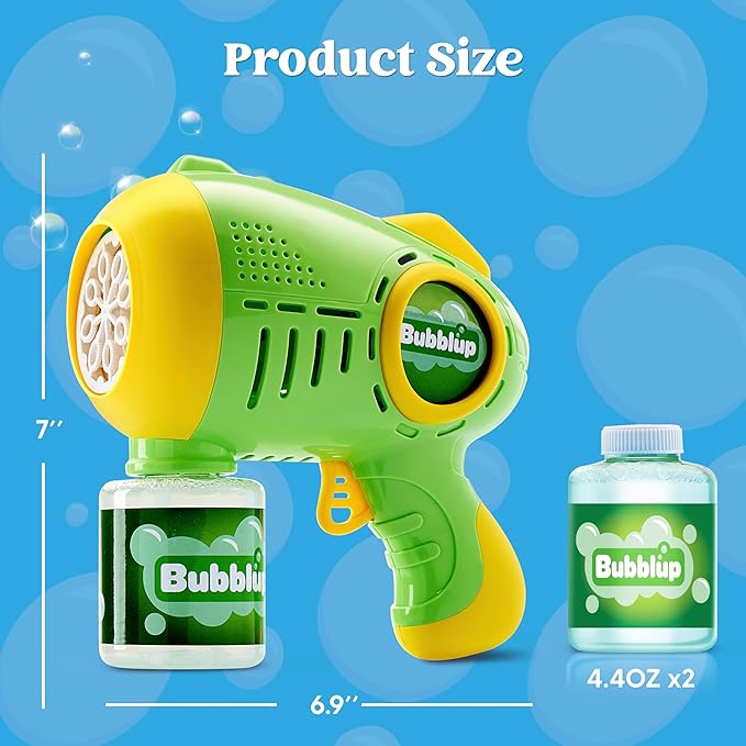 JOYIN 2 Kids Bubble Guns with 4 Bottles Solution, Automatic Bubble Machine Gun with 8 Holes for Kids, Adults, Summer Toys, Easter Basket Stuffers, Birthday Gift, Party Favors-BubblyBeeBaby